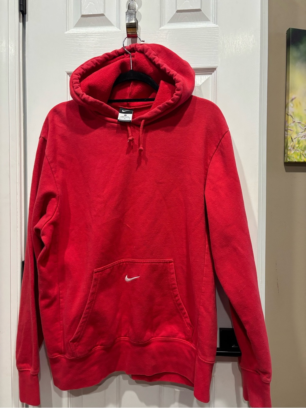 Vintage Nike Red Centered Swoosh Hoodie Size M Unisex